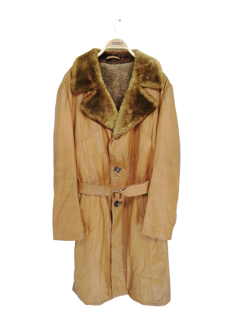 Manteau long en cuir Vintage