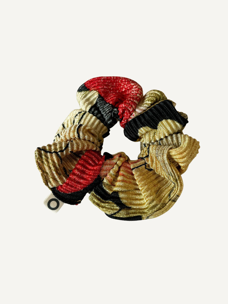 Chouchou tissu Vintage (Rouge / jaune / noir)